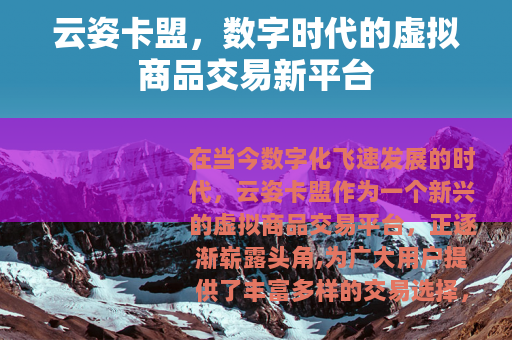 云姿卡盟，数字时代的虚拟商品交易新平台