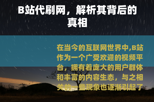 B站代刷网，解析其背后的真相
