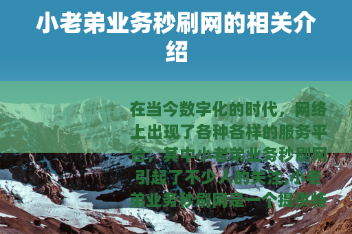 小老弟业务秒刷网的相关介绍
