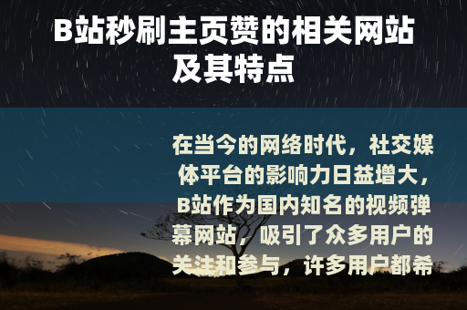 B站秒刷主页赞的相关网站及其特点