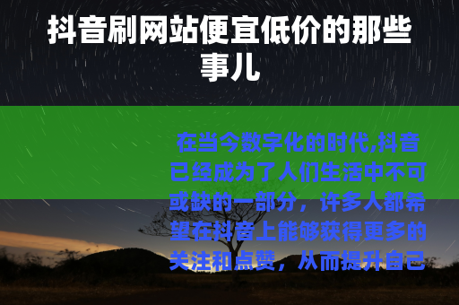 抖音刷网站便宜低价的那些事儿