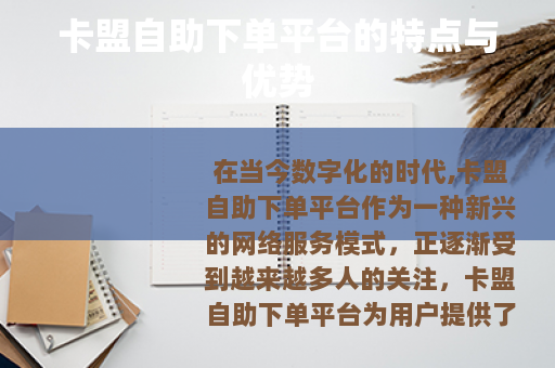 卡盟自助下单平台的特点与优势