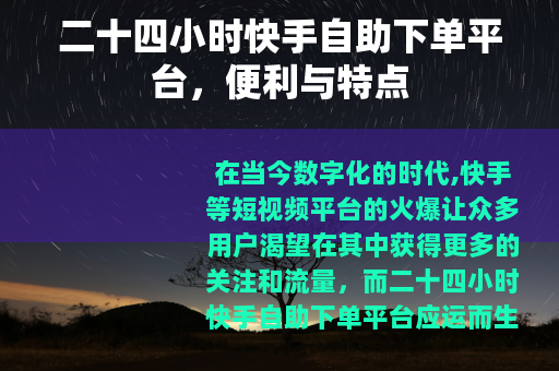 二十四小时快手自助下单平台，便利与特点