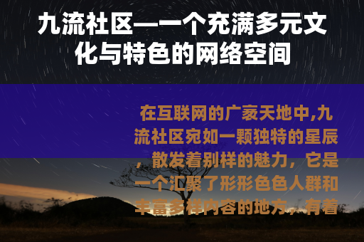 九流社区—一个充满多元文化与特色的网络空间