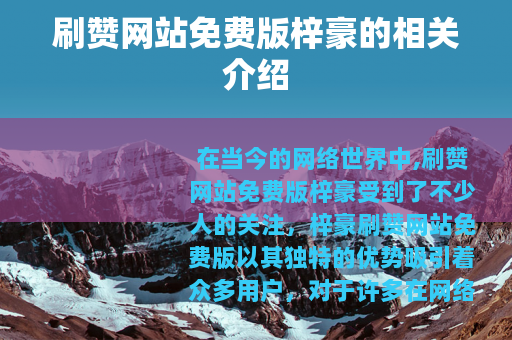 刷赞网站免费版梓豪的相关介绍