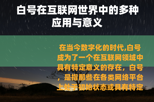 白号在互联网世界中的多种应用与意义