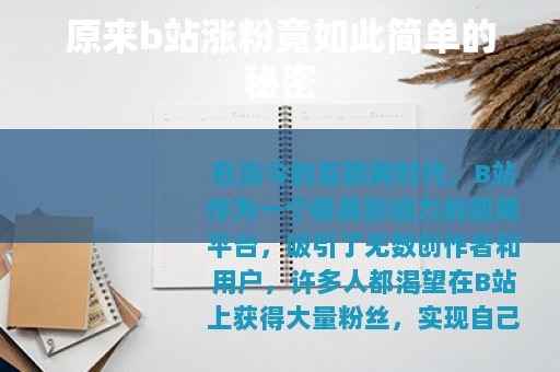 原来b站涨粉竟如此简单的秘密