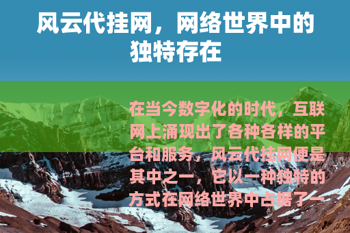 风云代挂网，网络世界中的独特存在