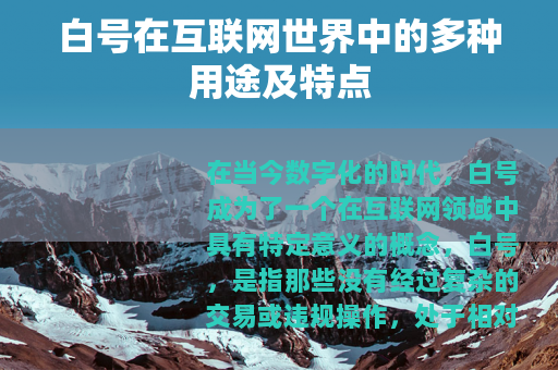 白号在互联网世界中的多种用途及特点