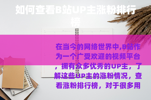 如何查看B站UP主涨粉排行榜