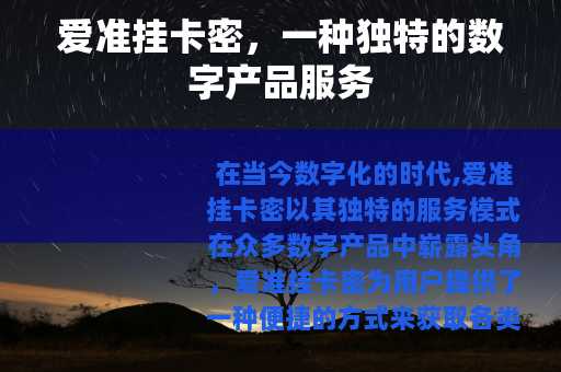 爱准挂卡密，一种独特的数字产品服务