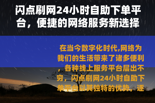 闪点刷网24小时自助下单平台，便捷的网络服务新选择