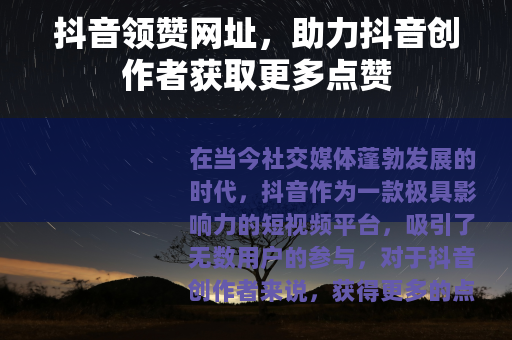 抖音领赞网址，助力抖音创作者获取更多点赞