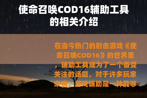 使命召唤COD16辅助工具的相关介绍