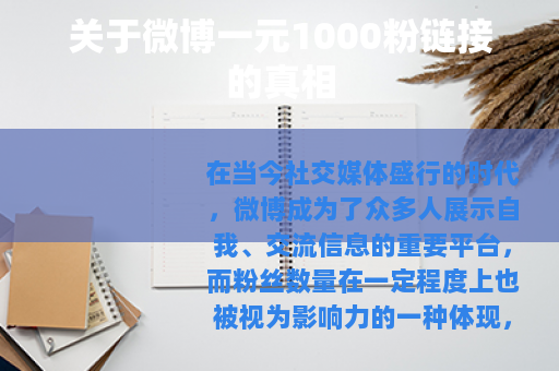 关于微博一元1000粉链接的真相