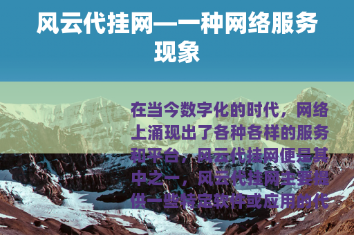 风云代挂网—一种网络服务现象