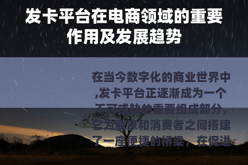 发卡平台在电商领域的重要作用及发展趋势