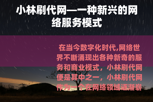 小林刷代网—一种新兴的网络服务模式
