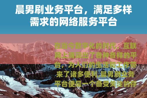 晨男刷业务平台，满足多样需求的网络服务平台
