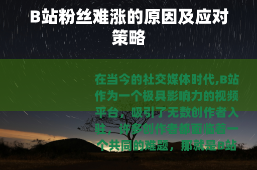 B站粉丝难涨的原因及应对策略