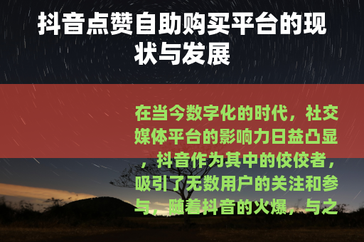 抖音点赞自助购买平台的现状与发展