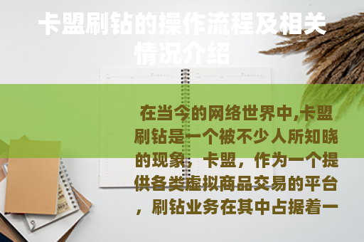 卡盟刷钻的操作流程及相关情况介绍