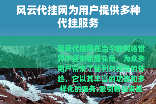 风云代挂网为用户提供多种代挂服务