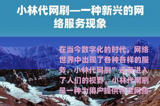 小林代网刷—一种新兴的网络服务现象