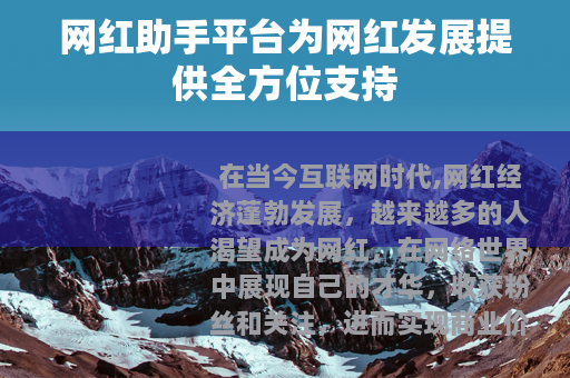 网红助手平台为网红发展提供全方位支持