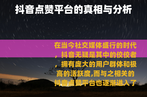 抖音点赞平台的真相与分析