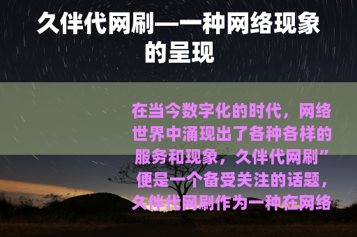 久伴代网刷—一种网络现象的呈现