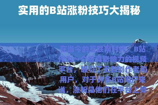 实用的B站涨粉技巧大揭秘