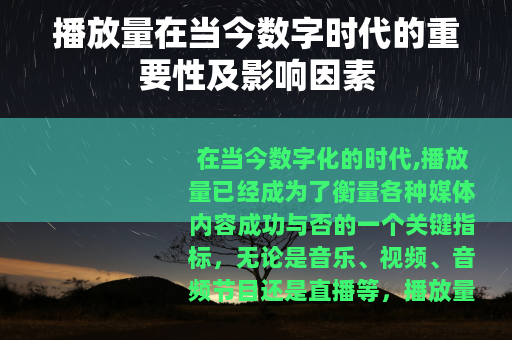 播放量在当今数字时代的重要性及影响因素