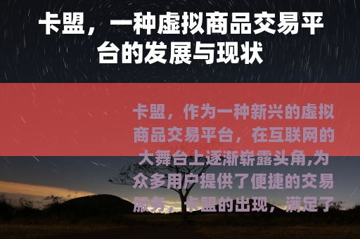 卡盟，一种虚拟商品交易平台的发展与现状