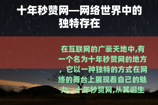 十年秒赞网—网络世界中的独特存在