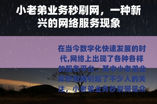 小老弟业务秒刷网，一种新兴的网络服务现象