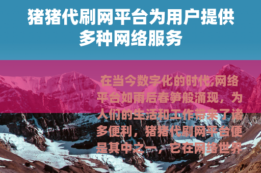 猪猪代刷网平台为用户提供多种网络服务