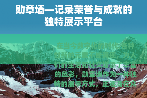 勋章墙—记录荣誉与成就的独特展示平台