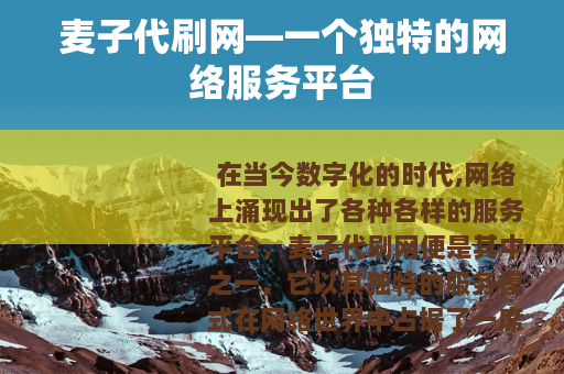 麦子代刷网—一个独特的网络服务平台
