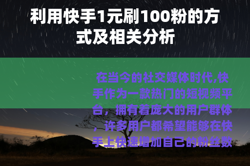 利用快手1元刷100粉的方式及相关分析