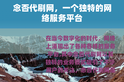 念否代刷网，一个独特的网络服务平台