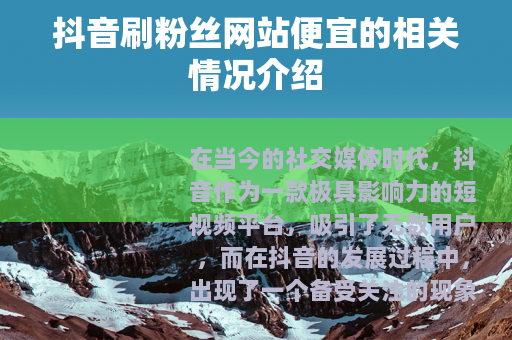 抖音刷粉丝网站便宜的相关情况介绍