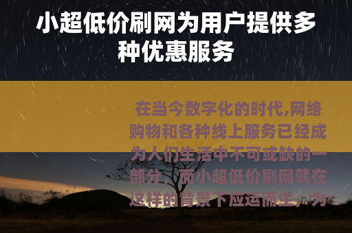 小超低价刷网为用户提供多种优惠服务