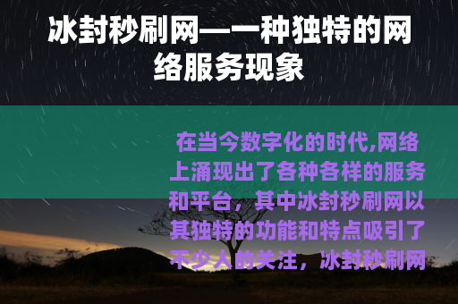 冰封秒刷网—一种独特的网络服务现象