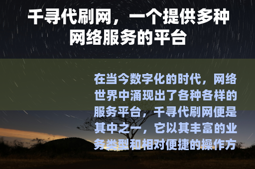 千寻代刷网，一个提供多种网络服务的平台