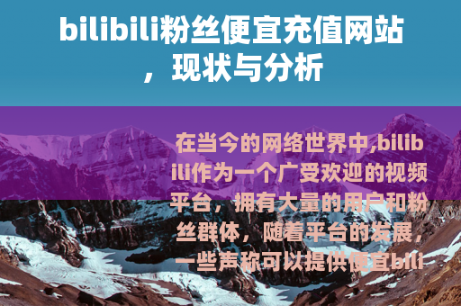 bilibili粉丝便宜充值网站，现状与分析