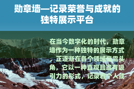 勋章墙—记录荣誉与成就的独特展示平台