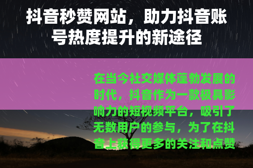 抖音秒赞网站，助力抖音账号热度提升的新途径