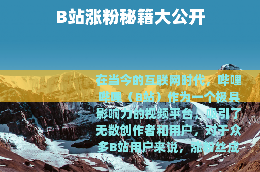 B站涨粉秘籍大公开