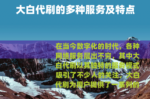 大白代刷的多种服务及特点